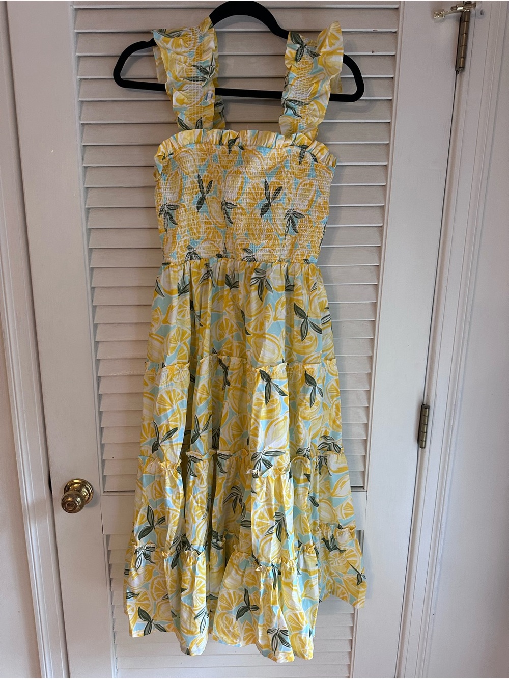 Crown & Ivy Yellow Lemon-Print Sundress with Ruffle Straps